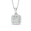 Thumbnail Image 1 of 1/4 CT. T.W. Princess-Cut Composite Diamond Frame Pendant in Sterling Silver