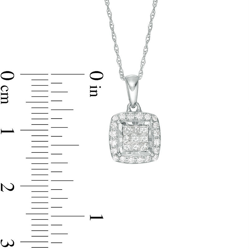 Main Image 2 of 1/4 CT. T.W. Princess-Cut Composite Diamond Frame Pendant in Sterling Silver