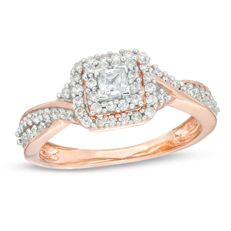 zales rose gold halo engagement ring