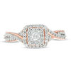 Thumbnail Image 3 of 1/3 CT. T.W. Princess-Cut Diamond Double Frame Engagement Ring in 10K Rose Gold