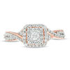 Thumbnail Image 4 of 1/3 CT. T.W. Princess-Cut Diamond Double Frame Engagement Ring in 10K Rose Gold