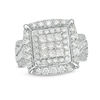 Thumbnail Image 0 of 2 CT. T.W. Composite Princess-Cut Diamond Double Frame Twist Shank Vintage-Style Engagement Ring in 10K White Gold