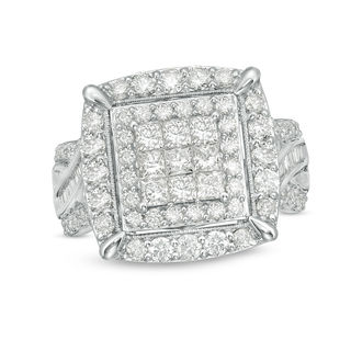 2 CT. T.W. Composite Princess-Cut Diamond Double Frame Twist