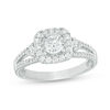 Thumbnail Image 0 of 1 CT. T.W. Composite Diamond Cushion Frame Split Shank Vintage-Style Engagement Ring in 10K White Gold