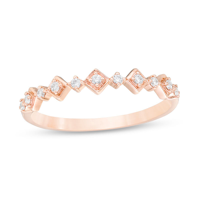Main Image 1 of 1/10 CT. T.W. Diamond Kite-Shaped Anniversary Band in 10K Rose Gold