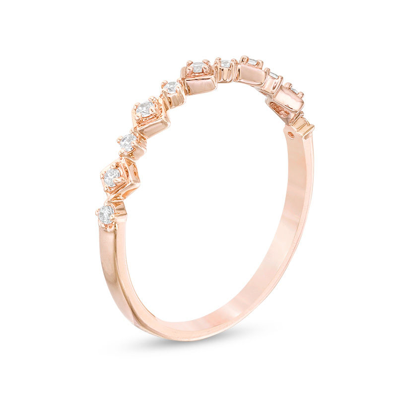 Main Image 2 of 1/10 CT. T.W. Diamond Kite-Shaped Anniversary Band in 10K Rose Gold