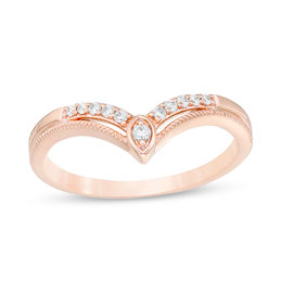 1/10 CT. T.W Diamond Chevron Vintage-Style Anniversary Band in 10K Rose Gold