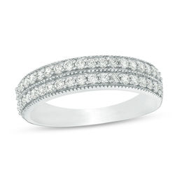 3/8 CT. T.W. Diamond Double Row Vintage-Style Band in 10K White Gold