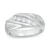 Thumbnail Image 0 of Men's 1/2 CT. T.W. Diamond Five Stone Slant Band in 10K White Gold