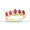 Thumbnail Image 0 of EFFY™ Collection Marquise Ruby and 1/5 CT. T.W. Diamond Five Stone Ring in 14K Gold