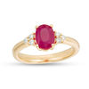 Thumbnail Image 0 of EFFY™ Collection Oval Ruby and 1/10 CT. T.W. Diamond Tri-Sides Ring in 14K Gold