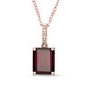 Thumbnail Image 1 of EFFY™ Collection Octagonal Rhodolite Garnet and Diamond Accent Drop Pendant in 14K Rose Gold