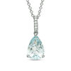 Thumbnail Image 1 of EFFY™ Collection Pear-Shaped Aquamarine and Diamond Accent Drop Pendant in 14K White Gold