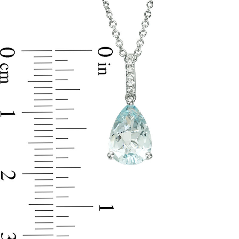 EFFY™ Collection Pear-Shaped Aquamarine and Diamond Accent Drop Pendant in 14K White Gold