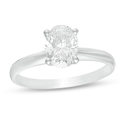 1-1/2 CT. T.W. Certified Oval Diamond Solitaire Engagement Ring in 14K White Gold (I/I2)