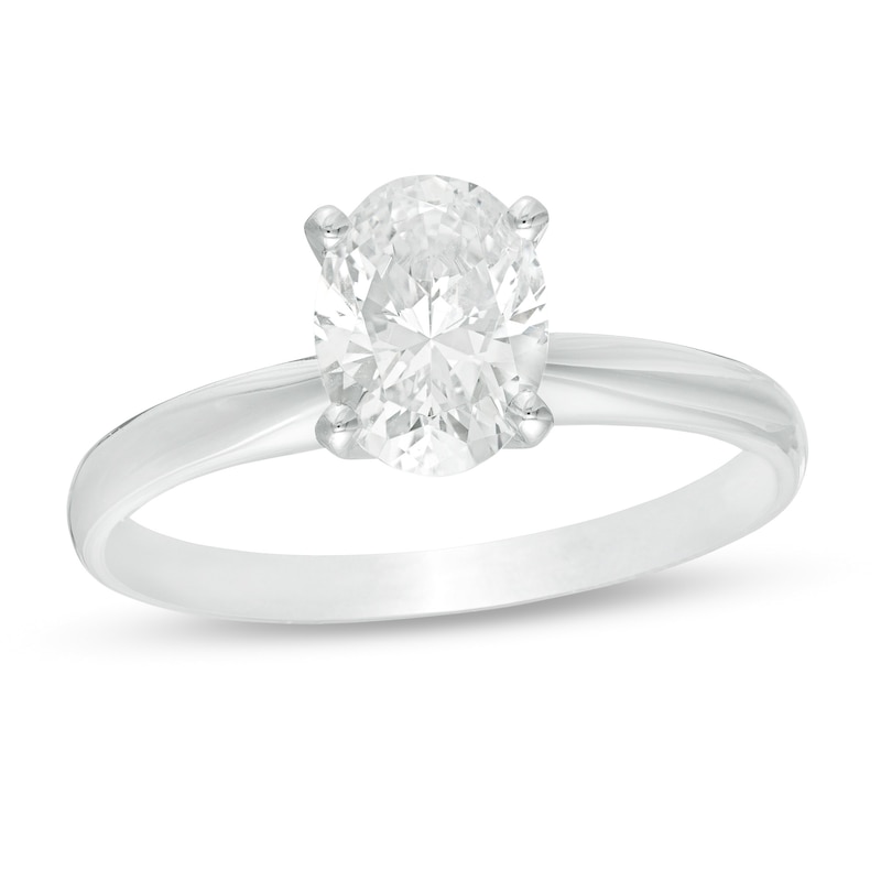 Main Image 1 of 1-1/2 CT. T.W. Certified Oval Diamond Solitaire Engagement Ring in 14K White Gold (I/I2)