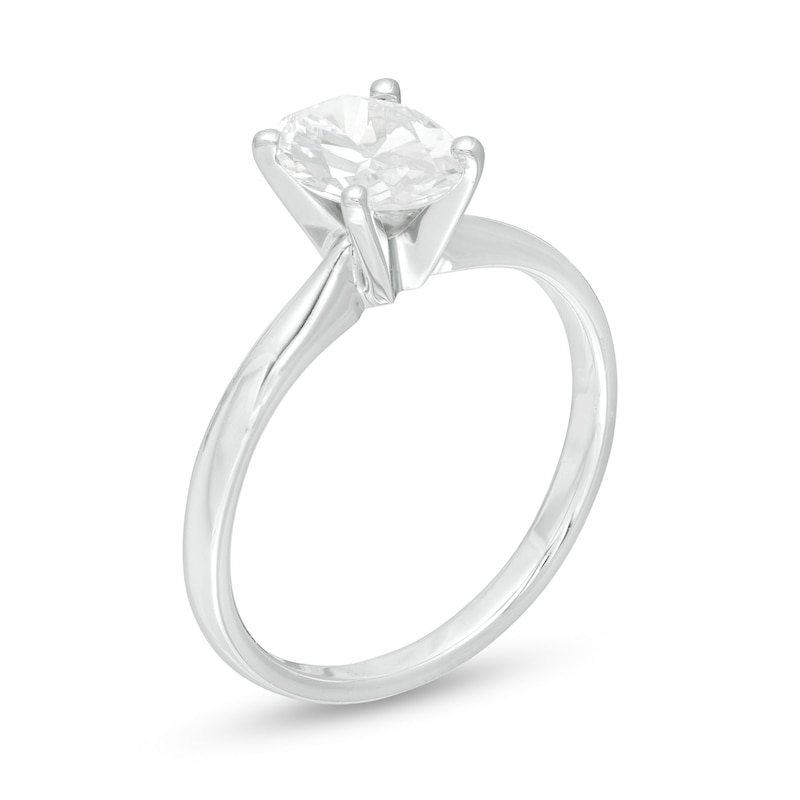 Main Image 2 of 1-1/2 CT. T.W. Certified Oval Diamond Solitaire Engagement Ring in 14K White Gold (I/I2)