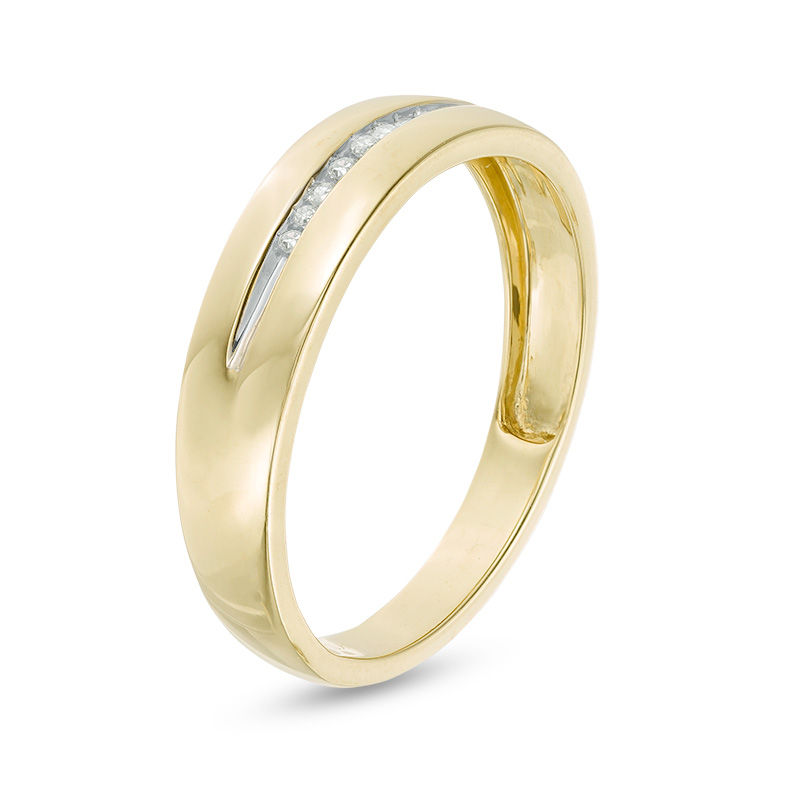 Main Image 3 of Men's 1/20 CT. T.W. Diamond Wedding Band in 10K Gold