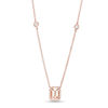 Thumbnail Image 0 of EFFY™ Collection Emerald-Cut Morganite and 1/5 CT. T.W. Diamond Frame Station Necklace in 14K Rose Gold