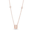 Thumbnail Image 1 of EFFY™ Collection Emerald-Cut Morganite and 1/5 CT. T.W. Diamond Frame Station Necklace in 14K Rose Gold