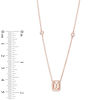 Thumbnail Image 1 of EFFY™ Collection Emerald-Cut Morganite and 1/5 CT. T.W. Diamond Frame Station Necklace in 14K Rose Gold