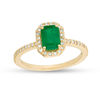 Thumbnail Image 0 of EFFY™ Collection Emerald-Cut Emerald and 1/5 CT. T.W. Diamond Frame Ring in 14K Gold