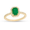 Thumbnail Image 1 of EFFY™ Collection Emerald-Cut Emerald and 1/5 CT. T.W. Diamond Frame Ring in 14K Gold