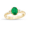 Thumbnail Image 0 of EFFY™ Collection Oval Emerald and 1/10 CT. T.W. Diamond Tri-Sides Ring in 14K Gold