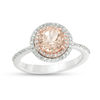 Thumbnail Image 0 of EFFY™ Collection 7.0mm Morganite and 1/4 CT. T.W. Diamond Double Frame Ring in 14K Two-Tone Gold