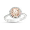 Thumbnail Image 1 of EFFY™ Collection 7.0mm Morganite and 1/4 CT. T.W. Diamond Double Frame Ring in 14K Two-Tone Gold