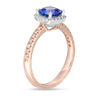 Thumbnail Image 2 of EFFY™ Collection 6.5mm Cushion-Cut Tanzanite and 1/5 CT. T.W. Diamond Frame Ring in 14K Two-Tone Gold