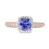 Thumbnail Image 3 of EFFY™ Collection 6.5mm Cushion-Cut Tanzanite and 1/5 CT. T.W. Diamond Frame Ring in 14K Two-Tone Gold