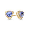 Thumbnail Image 0 of EFFY™ Collection 5.5mm Trillion-Cut Tanzanite and 1/8 CT. T.W. Diamond Frame Stud Earrings in 14K Gold