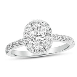1-1/10 CT. T.W. Oval Diamond Frame Engagement Ring in Platinum (G/SI2)
