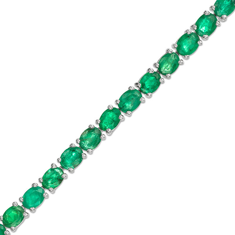 Main Image 1 of EFFY™ Collection Oval Emerald Tennis Bracelet in 14K White Gold
