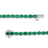 Thumbnail Image 2 of EFFY™ Collection Oval Emerald Tennis Bracelet in 14K White Gold