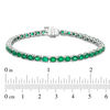 Thumbnail Image 2 of EFFY™ Collection Oval Emerald Tennis Bracelet in 14K White Gold