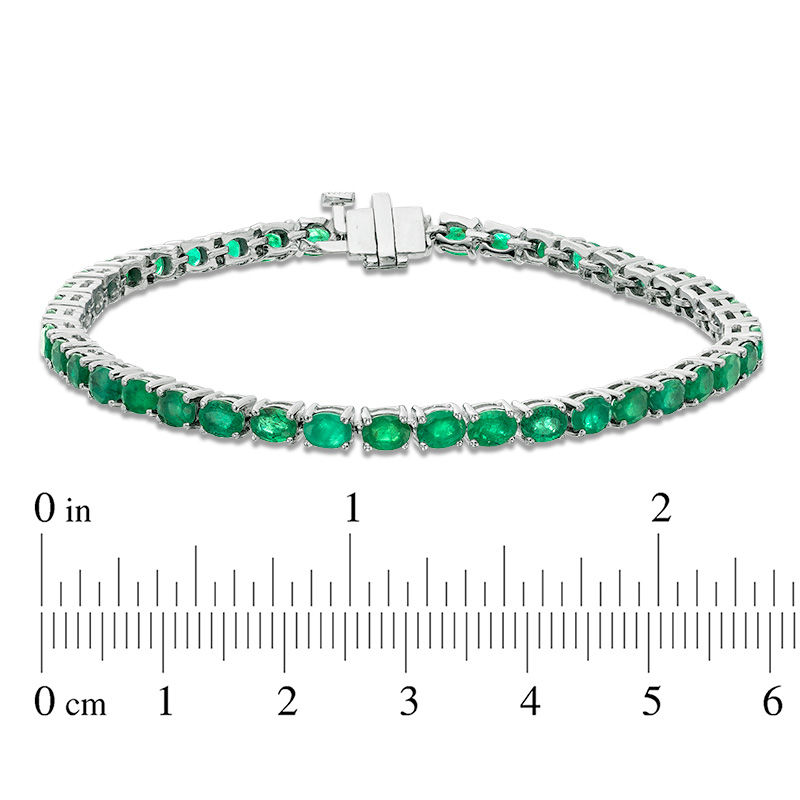 Main Image 3 of EFFY™ Collection Oval Emerald Tennis Bracelet in 14K White Gold