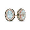 Thumbnail Image 0 of EFFY™ Collection Oval Aquamarine and 1/3 CT. T.W. Champagne and White Diamond Frame Stud Earrings in 14K Rose Gold