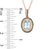 Thumbnail Image 1 of EFFY™ Collection Oval Aquamarine and 1/4 CT. T.W. Champagne and White Diamond Frame Drop Pendant in 14K Rose Gold