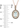 Thumbnail Image 2 of EFFY™ Collection Oval Aquamarine and 1/4 CT. T.W. Champagne and White Diamond Frame Drop Pendant in 14K Rose Gold