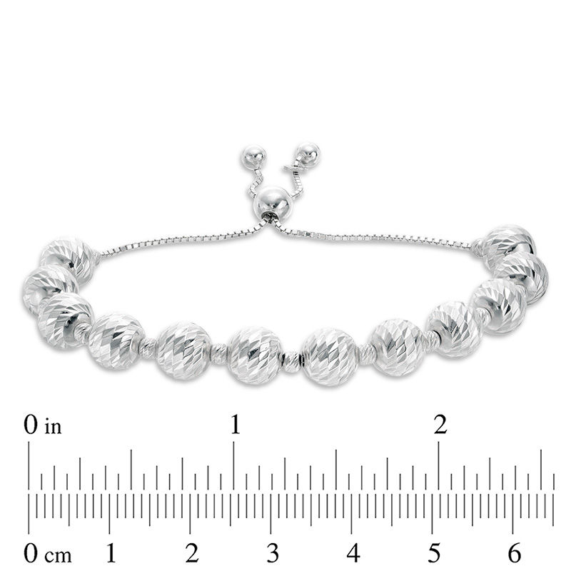 Main Image 2 of Made in Italy Diamond-Cut Bead Bolo Bracelet in Sterling Silver with 18K White Gold Plate - 9.0"