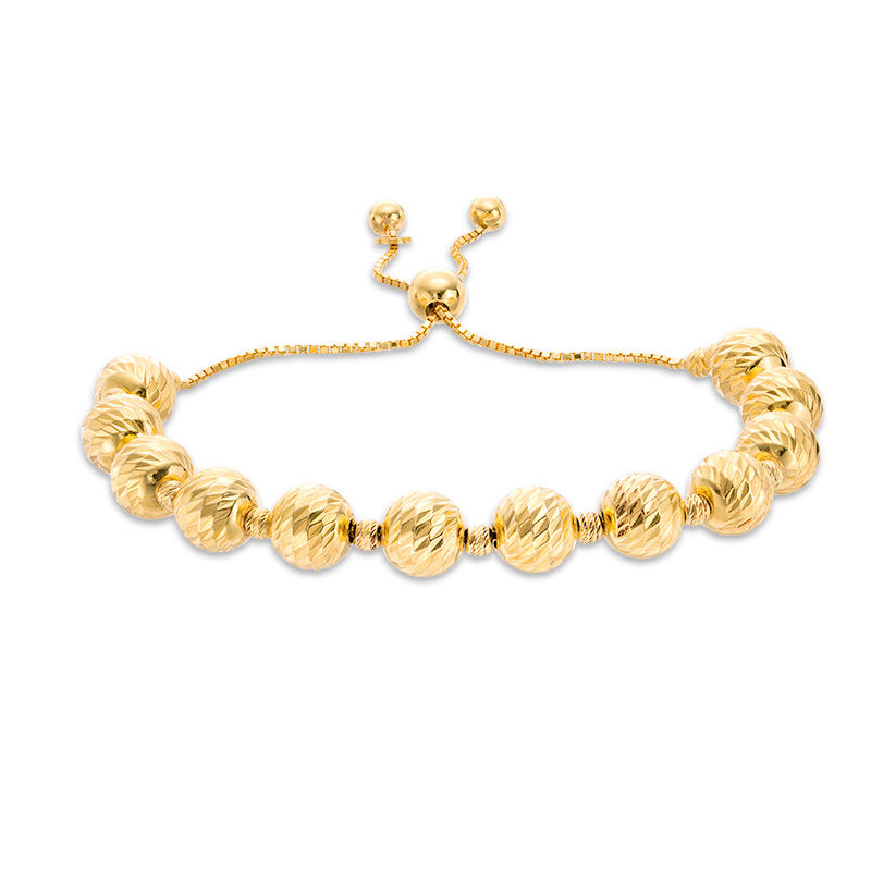 Made in Italy Diamond-Cut Bead Bolo Bracelet in Sterling Silver with 18K Gold Plate - 9.0"