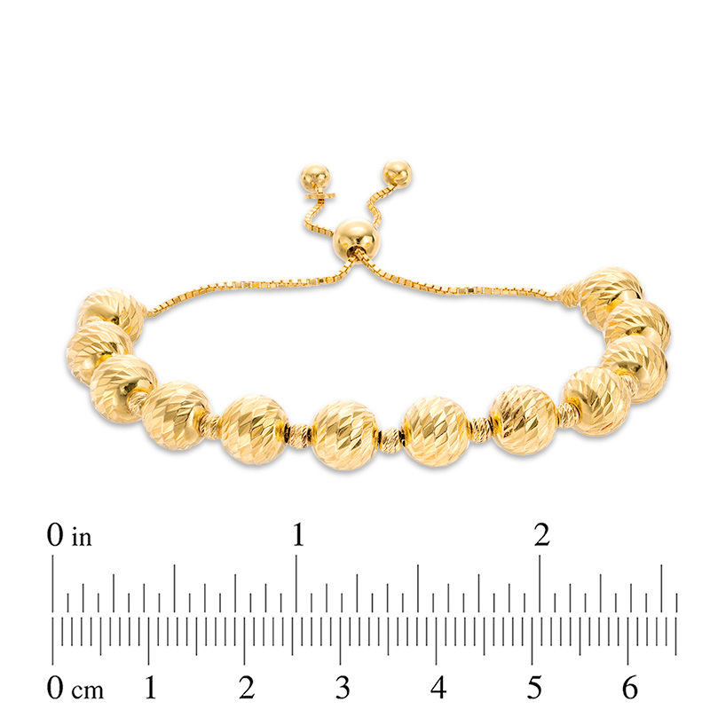 Made in Italy Diamond-Cut Bead Bolo Bracelet in Sterling Silver with 18K Gold Plate - 9.0"
