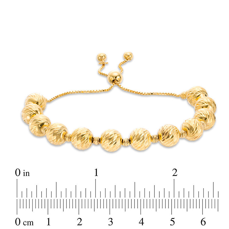 Main Image 2 of Made in Italy Diamond-Cut Bead Bolo Bracelet in Sterling Silver with 18K Gold Plate - 9.0"