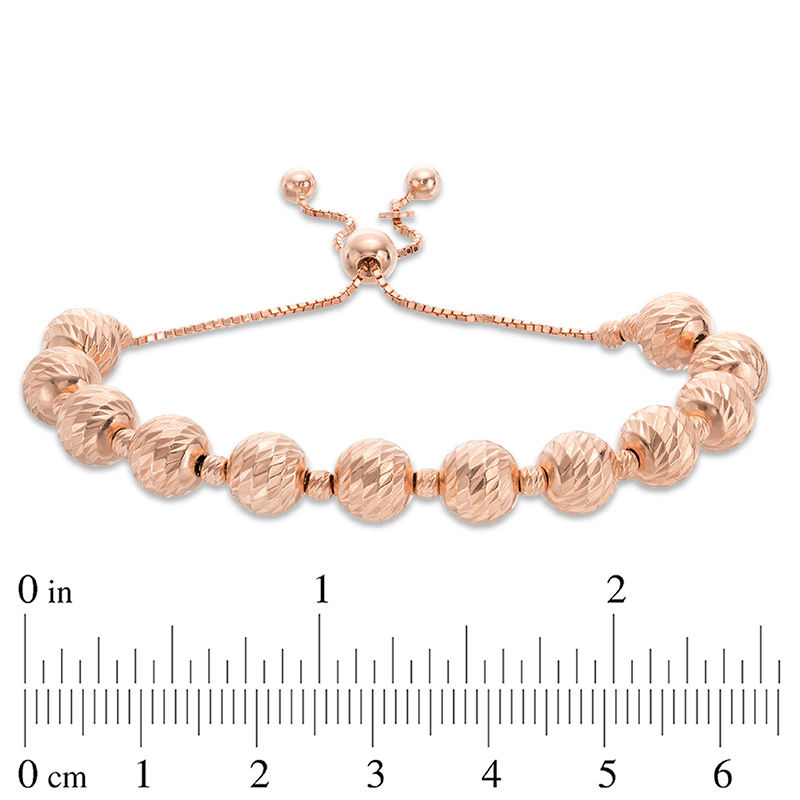Main Image 2 of Made in Italy Diamond-Cut Bead Bolo Bracelet in Sterling Silver with 18K Rose Gold Plate - 9.0"