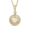 Thumbnail Image 0 of EFFY™ Collection 5.0mm Opal and 1/4 CT. T.W. Diamond Double Frame Drop Pendant in 14K Gold