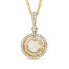 Thumbnail Image 1 of EFFY™ Collection 5.0mm Opal and 1/4 CT. T.W. Diamond Double Frame Drop Pendant in 14K Gold