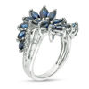 Thumbnail Image 1 of EFFY™ Collection Marquise Blue Sapphire and 1/3 CT. T.W. Diamond Bypass Split Shank Floral Ring in 14K White Gold