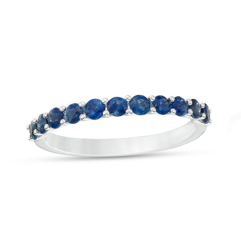 Main Image 1 of EFFY™ Collection Blue Sapphire Stackable Ring in 14K White Gold